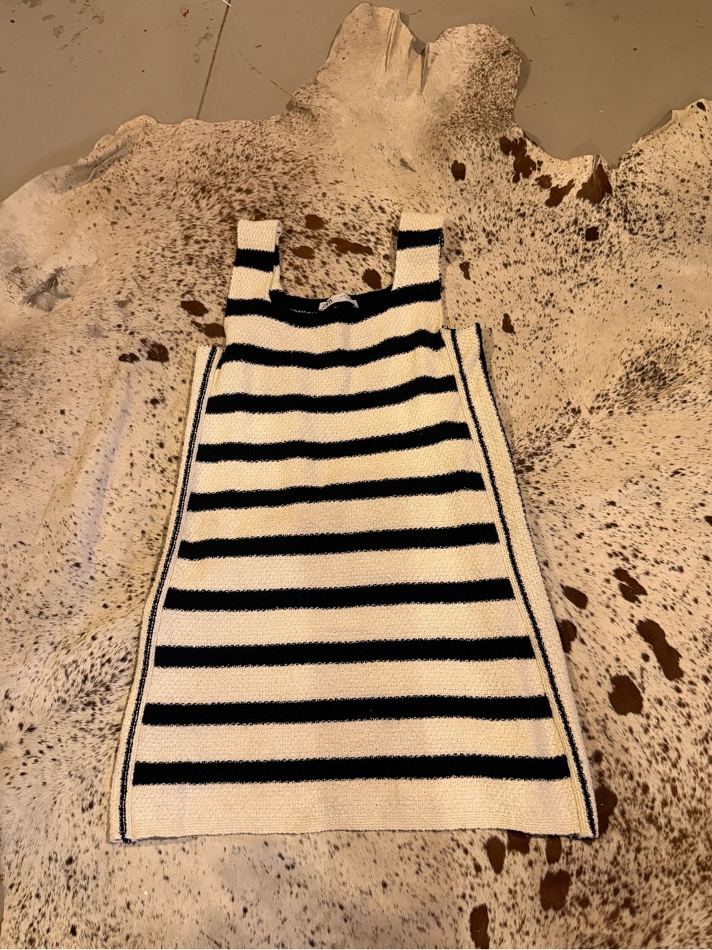 Zara Black and Cream Striped Knit Mini Dress- Classic Styling! - Picture 2 of 5